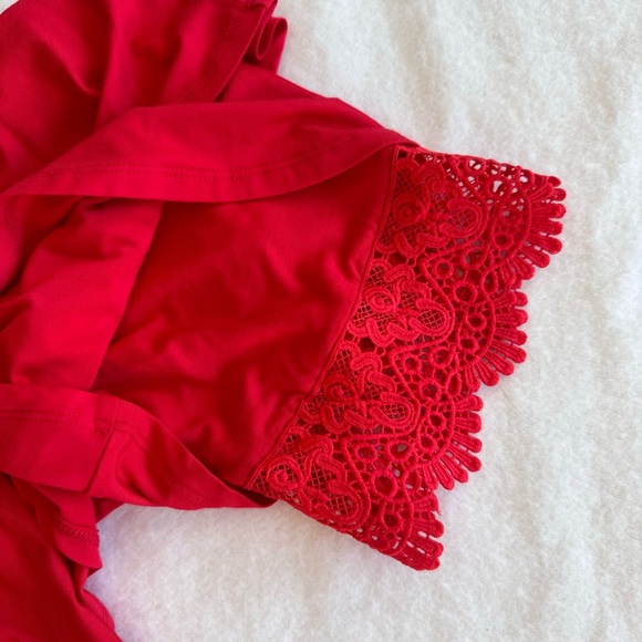 VA VA BY JOY HAN Red  Off The Shoulder Wide Leg Jumpsuit Size XS - Picture 4 of 12